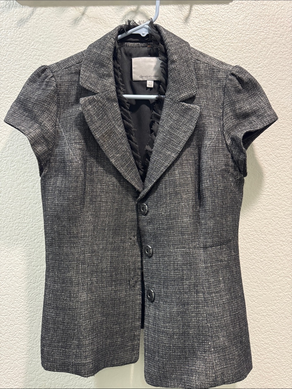 Classiques Entier Charcoal Gray Short-Sleeve Tailored Blazer